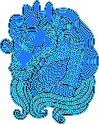 Sticker decorativ, Mandala, Unicorn, Albastru, 75 cm, 7362ST-2 foto