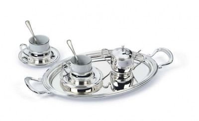 Set argintat pentru cafea cu tava de 220 by Chinelli Made in Italy COD: 1803 foto