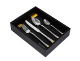 Set 24 tacamuri cu model, stainless stell, auriu, lucios, pentru 6 persoane, RAWI-24GF