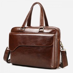 Servietă Laptop 15' Piele Naturală, Fortress, Design Business, Ataşabilă Troler