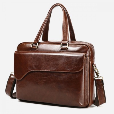 Servietă Laptop 15&amp;#039; Piele Naturală, Fortress, Design Business, Ataşabilă Troler foto