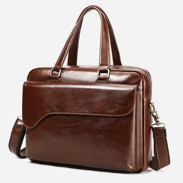 Servietă Laptop 15' Piele Naturală, Fortress, Design Business, Ataşabilă Troler