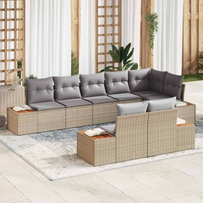 vidaXL Set de canapele pentru grădină 8 pcs bej și gri deschis foto