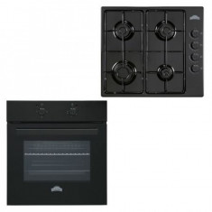 Pachet cuptor electric FE 603BLK si plita gaz PG60BLK, Nuova Cucina