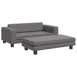 Cumpara ieftin Pat pentru caini cu extensie, gri, 100x50x30 cm, piele eco