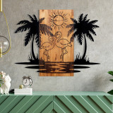 Decoratiune de perete, Hawaii, lemn/metal, 74 x 57.5 cm, negru/maro, Enzo