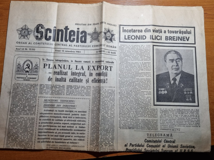 scanteia 12 noiembrie 1982-moartea lui brejnev,orasul craiova,jud. alba