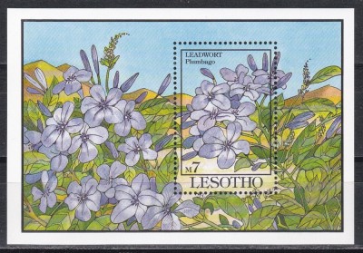 Lesotho 1992 - Flori, Colita, MNH foto