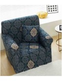 Husa elastica pentru fotoliu albastru inchis cu model 90x140cm