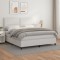 vidaXL Pat box spring cu saltea, alb, 180x200 cm, piele ecologică 3142798