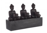 Suport 3 lumanari polirasina neagra Buddha 40.1 cm x 10.8 cm x 25.4 h