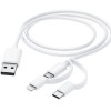 Cablu incarcare Hama, micro-USB 3-in-1 cu adaptor pentru USB-C si Lightning, 1 m, Alb