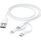 Cablu incarcare Hama, micro-USB 3-in-1 cu adaptor pentru USB-C si Lightning, 1 m, Alb