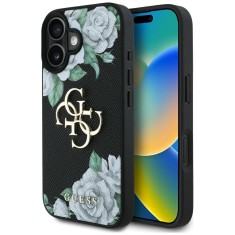 Husa originala Guess iPhone 16 Hardcase 4G Grained Roses Big Logo, negru, GUHCP16SPGROP4MK foto