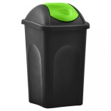 Cumpara ieftin Coș de gunoi cu capac oscilant, negru și verde, 60L