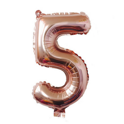 Balon din folie flippy, cifra 5, 81 cm, pentru aer sau heliu, bulk, roz auriu foto