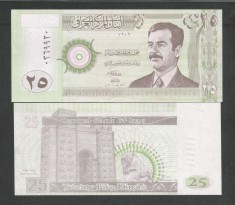 IRAK IRAQ 25 DINARI DINARS 2001 UNC [1] P- 86 , necirculata foto