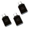 Set 3 adaptoare OTG, TrendiShop&reg;, USB catre Type C, compact si portabil, compatibil cu Macbook, Iphone, Samsung, diverse tablete si laptopuri, accesor, Negru