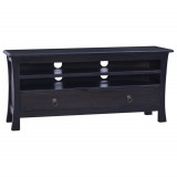 Cumpara ieftin Comodă TV, negru cafeniu deschis,100x30x45cm, lemn masiv mahon