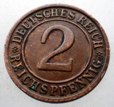 2.680 GERMANIA WEIMAR 2 REICHSPFENNIG 1936 D foto