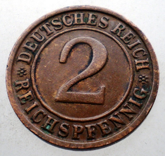 2.680 GERMANIA WEIMAR 2 REICHSPFENNIG 1936 D
