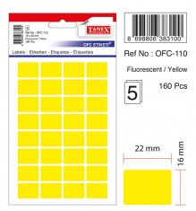 Etichete Autoadezive Color, 16 X 22 Mm, 160 Buc/set, Tanex - Galben Fluorescent foto