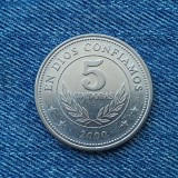 2p - 5 Cordobas 2000 Nicaragua, America Centrala si de Sud