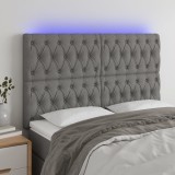 VidaXL Tăblie de pat cu LED, gri &icirc;nchis, 144x7x118/128 cm, textil