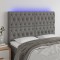 vidaXL Tăblie de pat cu LED, gri &icirc;nchis, 144x7x118/128 cm, textil 3122759