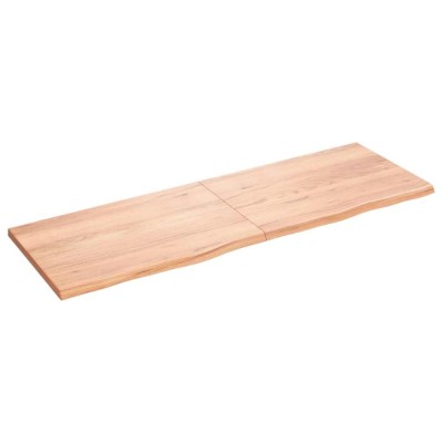 Blat de masa maro 180x60x(2-4) cm, lemn masiv stejar tratat foto