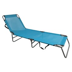 Sezlong de gradina albastru gri Keleo 58x182x30/79 cm
