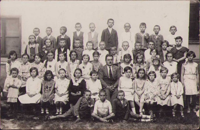 HST P122 Poza elevi și &icirc;nvățător Rom&acirc;nia 1928