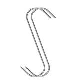 Cumpara ieftin Set 2 carlige pentru afumatoare, argintii 13.5 cm, grosime 2.8 mm, inox rezistent tip S cu varf ascutit, pentru carne, macelarie, uscare si maturare