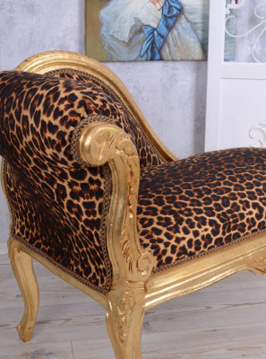 Sofa din lemn masiv auriu cu tapiterie leopard CAT508A16 foto