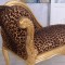 Sofa din lemn masiv auriu cu tapiterie leopard CAT508A16