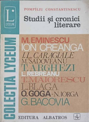 STUDII SI CRONICE LITERARE-POMPILIU CONSTANTINESCU-90509 foto
