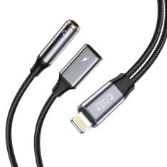 Cablu TECH-PROTECT UltraBoost tata Lightning la mama Lightning si Jack 3.5 mm, Negru foto