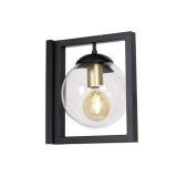 Aplica Modernă Klausen Rey AP1 Negru 30x20x27cm, Corp Iluminat Urban din Metal și Sticlă cu Soclu E27, Ideală pentru Living, Hol sau Dormitor Elegant