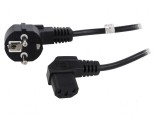 Cablu CEE 7/7 ştecăr unghi 90&deg; IEC C13 mamă 2m PVC, Goobay
