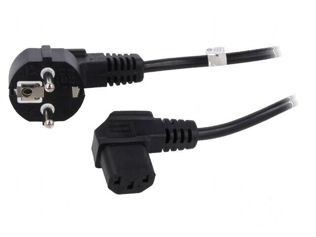 Cablu CEE 7/7 ştecăr unghi 90&deg; IEC C13 mamă 2m PVC