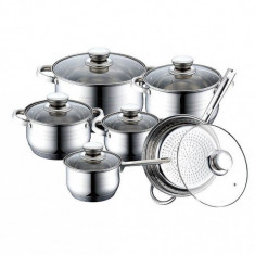 Set de gatit inox cu capac sticla 12buc. Handy KitchenServ