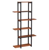 Cumpara ieftin Raft pardoseala fier negru mdf maro Lemy 78x23x146 cm