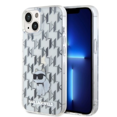 Husa iPhone 15 / iPhone 14 / iPhone 13 - Karl Lagerfeld Hardcase Monogram (KLHCP15SHNCMKLT) - Transparent Choupette foto