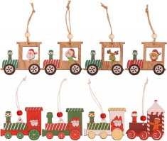 Set de 8 decoratiuni pentru bradul de Craciun DYWW, lemn, multicolor, 6,5 x 8 cm / 6 x 7,5 cm / 8 x 7 cm