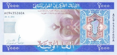 Bancnota Mauritania 2.000 Ouguiya 2011 - P20 UNC ( vezi descriere ) foto