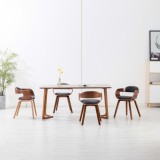 VidaXL Scaun de bucătărie, 4 buc., gri &icirc;nchis, textil și lemn curbat
