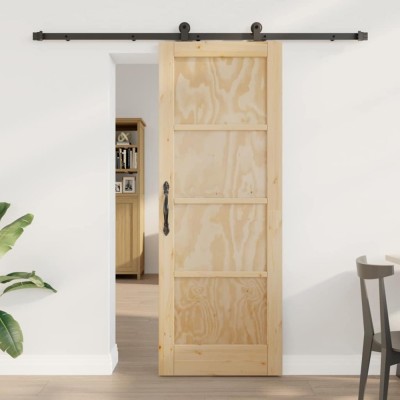vidaXL Set de Uși Glisante Manual Natural și negru 73.5 x 198.5 cm foto