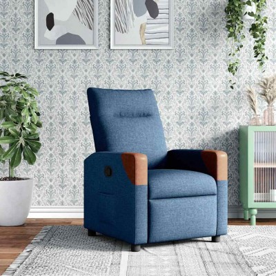 vidaXL Fotoliu rabatabil, albastru, material textil foto