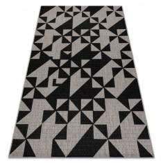 Covor sisal Floorlux 20489 argint si negru Triunghiuri, 140x200 cm