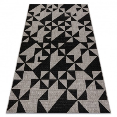 Covor sisal Floorlux 20489 argint si negru Triunghiuri, 240x330 cm foto
